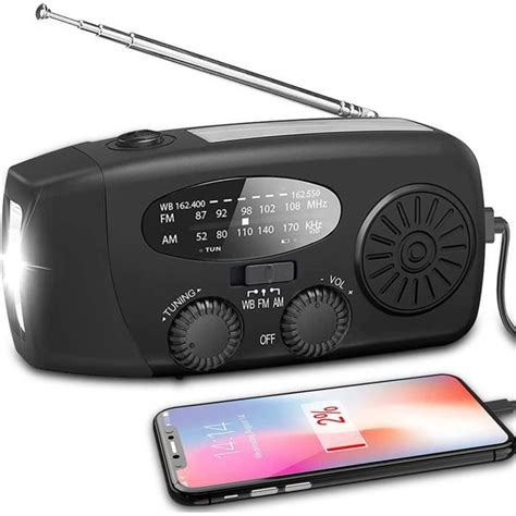 Radio solaire à manivelle d urgence avec lampe de poche LED