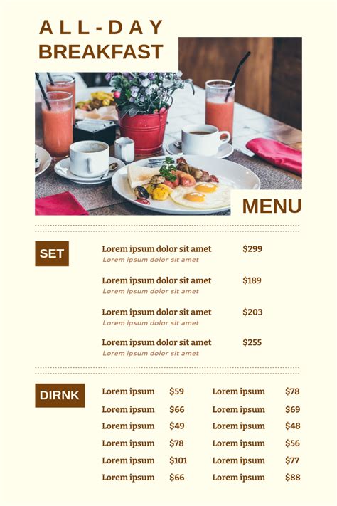 All Day Breakfast Menu 2 Menu Template