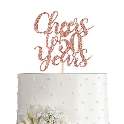 Buy 50 Rose Gold Glitter Cheers To 50 Years Cake Topper Happy 50th