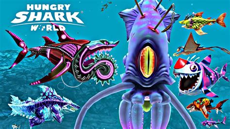 New Colossal Squid Boss Vs Buzz Neon Shark Hungry Shark World Squid