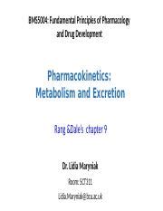 Pharmacokinetics 3 Metabolism And Excretion 2022 Staff Version Pptx