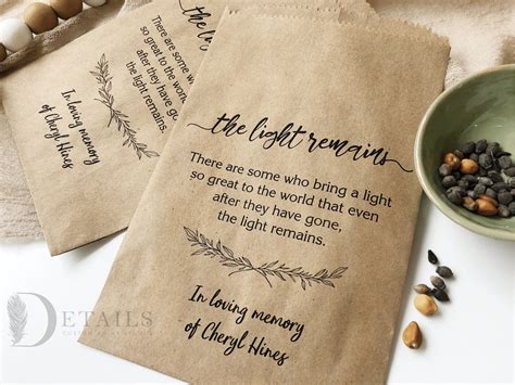 Memorial Gift Bags Funeral Favors Celebration Of Life Etsy