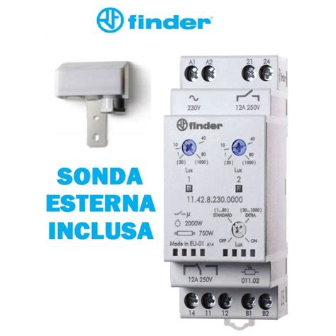 RELE CREPUSCOLARE CON SONDA ESTERNA 2 USCITE INDIPENDENTI FINDER 11 42