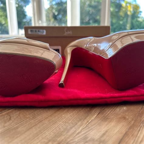 Christian Louboutin Shoes Christian Louboutin Nude Patent Lady Peep 5 Pumps Poshmark