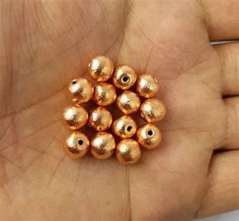 Golden Pieces Mm Rose Gold Plated Brushed Round Beads At Rs