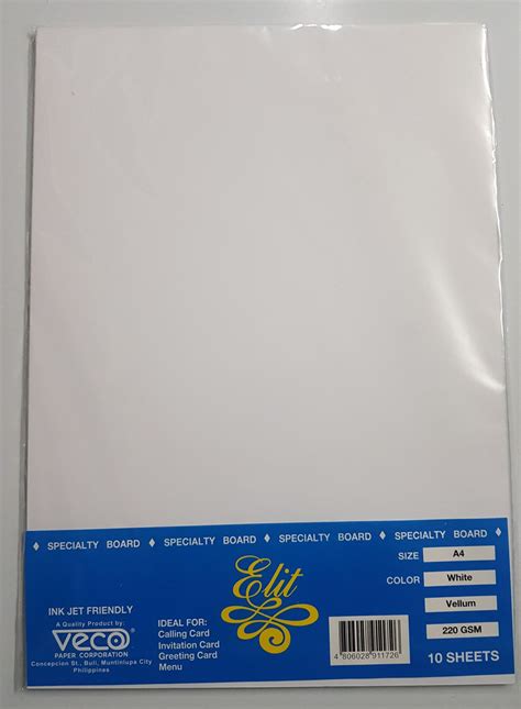 Rainbow Vellum Board Plain White Short 220GSM Lupon Gov Ph