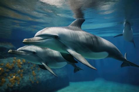 Premium AI Image | Wild dolphin family enjoying their natural habitat on World Oceans Day