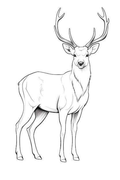 Premium Photo A Drawing Of A Deer With Large Antlers Standing In