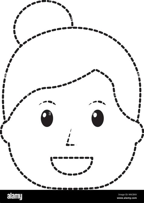 Happy Woman Face Icon Image Vector Illustration Design Black Dotted