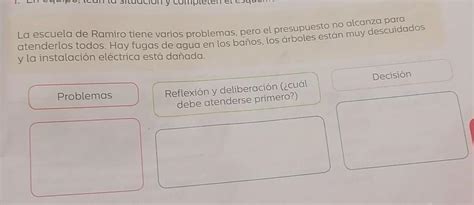 en equipo lean la situación y completa en el esquema formación cívica y