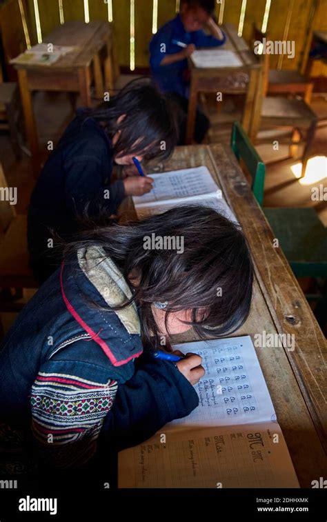 Vietnam North Vietnam Sapa Area Black Hmong Ethnic Group Kids At