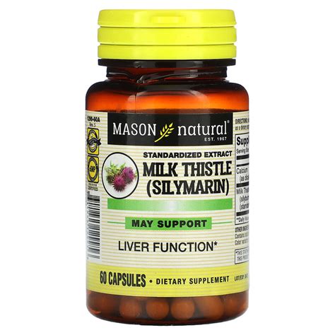 Mason Natural Milk Thistle Silymarin Standardized Extract Capsules