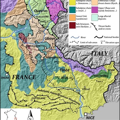 Geological sketch of the South French Alps | Download Scientific Diagram