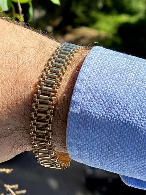 Solid Gold Rolex Bracelet For Men Chain Link Bracelet In 14k Etsy