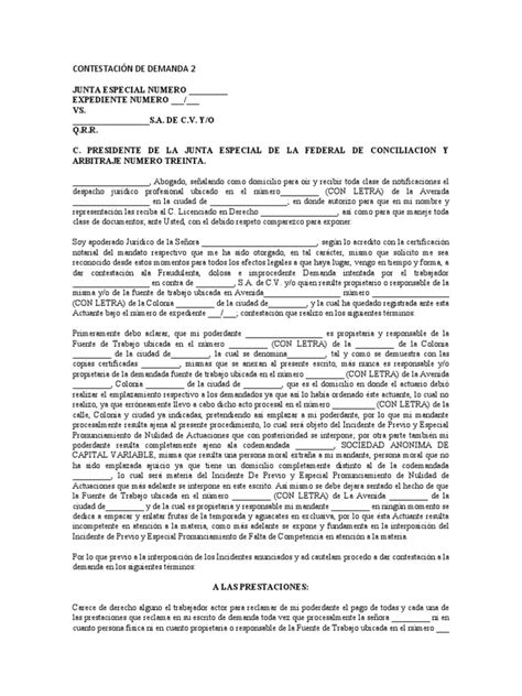 Contestación De Demanda 2 Pdf Demanda Judicial Justicia