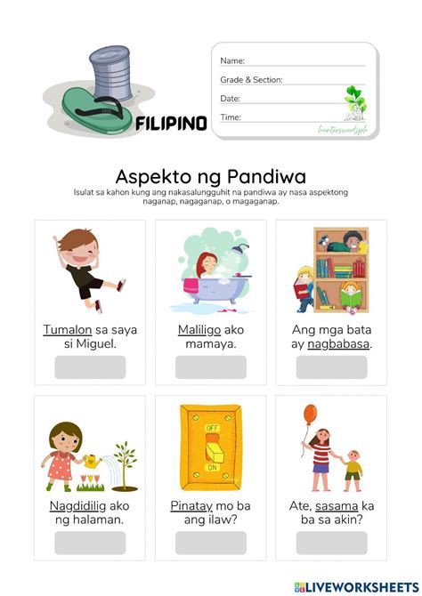 Pandiwa Worksheet For Grade 1