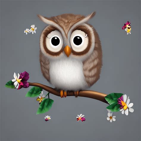 Cute Fluffy Baby Owl D On White Creative Fabrica