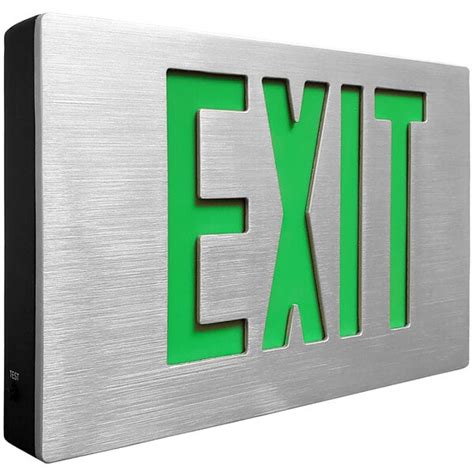 Lavex Single Face Aluminum Black Led Exit Sign With Green Lettering And