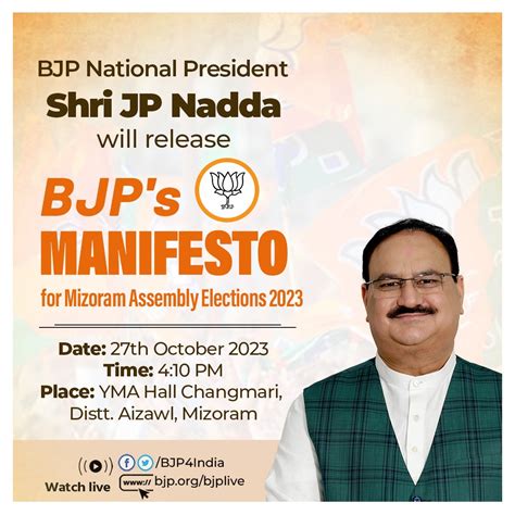 Bjp National President Shri Jp Nadda Will Release Bjp S Manifesto For