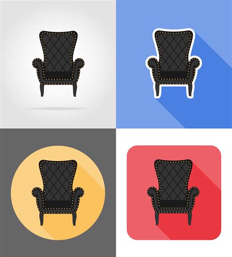 Armchair Furniture Set Flat Icons Vector Illustration Vector Art