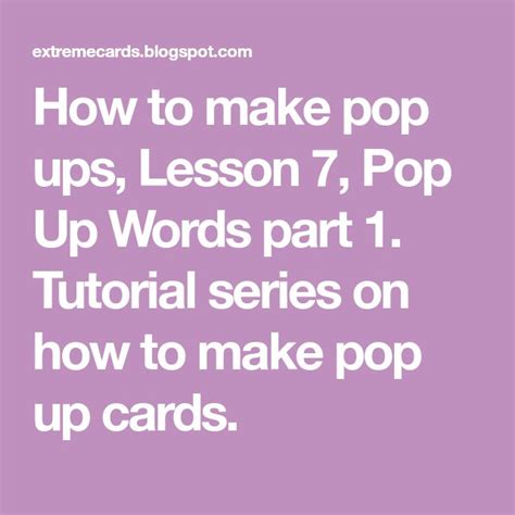 How To Make Pop Ups Lesson 7 Pop Up Words Part 1 Tutorial Series On How To Make Pop Up Cards