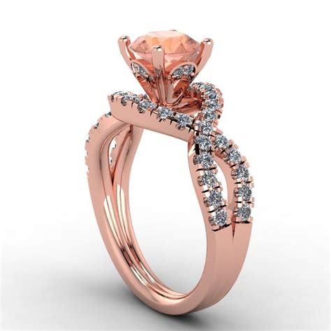 14K Rose Gold Diamond Ring with Morganite Center Stone Jewelry by ...