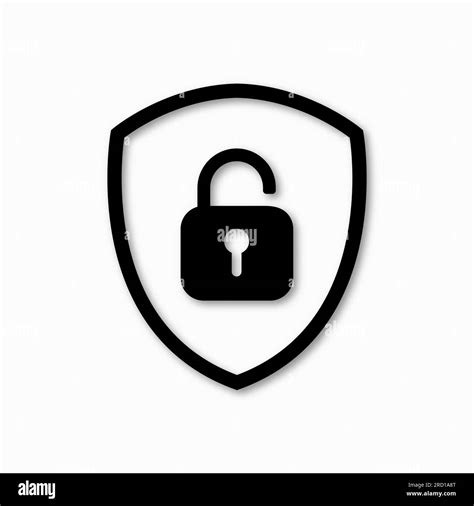 Black Shield With Unlock Padlock Icons On A White Background Vector