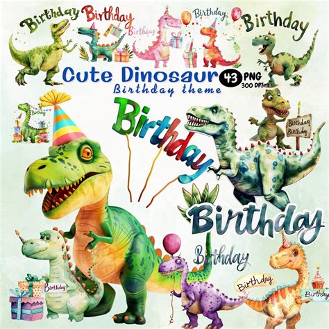 Happy Birthday Dinosaur Clipart Birthday Dinosaur Baby Dino Theme