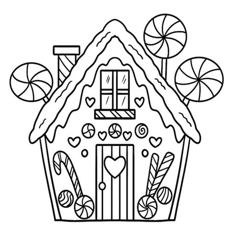 Premium Vector | Christmas Gingerbread House Isolated Coloring Page