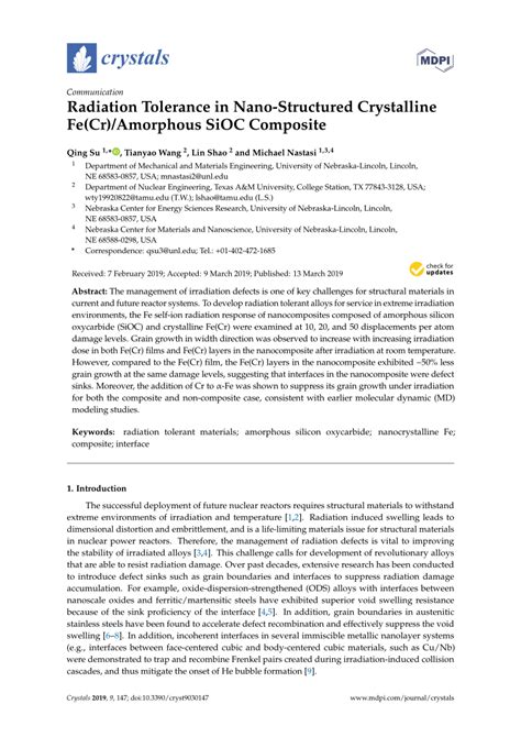 PDF Radiation Tolerance In Nano Structured Crystalline Fe Cr