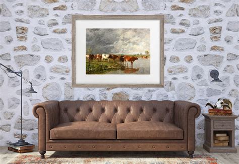 Vintage Landscape Painting With Cows Painting Of Cows In A Field With