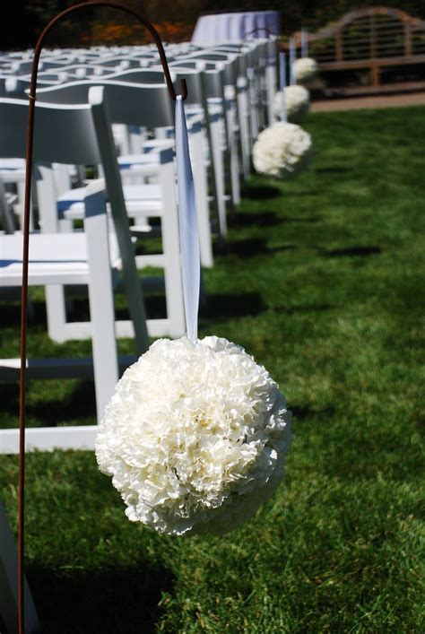 White Pomander Balls Kissing Balls Aisle Decor Outdoor Wedding