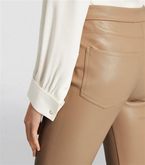 Womens Max Mara Beige Faux Leather Slim Leg Trousers Harrods UK