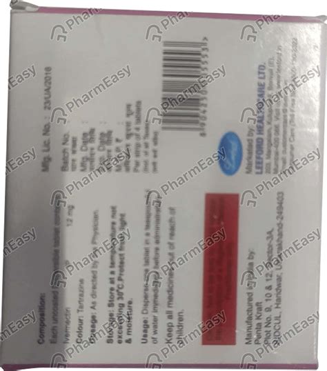 Ivermectol 12 MG Tablet 2 Uses Side Effects Price Dosage PharmEasy