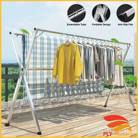 Foldable Extendableampaian Baju Stainless Steel Cm Double Pole