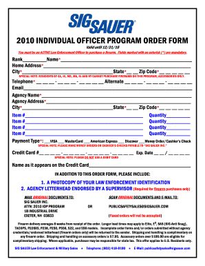 Fillable Online 2010 Individual Officer Program Order Bformb Sig