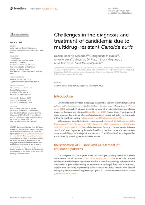 PDF Challenges In The Diagnosis And Treatment Of Candidemia Due To