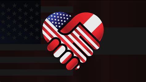 United States of America and Austria flags in relations handshake. Two ...