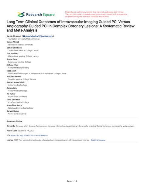 PDF Long Term Clinical Outcomes Of Intravascular Imaging Guided PCI