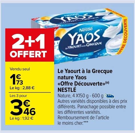 Promo LE Yaourt à la Grecque nature Yaos Offre Découverte chez