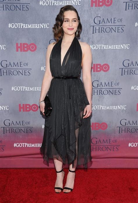 Emilia Clarke Wears Blue Chiffon Dress At The Game Of Thrones Season