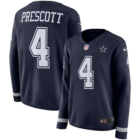 Dak Prescott Dallas Cowboys Women's Navy Therma Long Sleeve Jersey