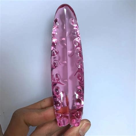 Pink Pyrex Glass Dildo Artificial Penis Crystal Fake Anal Plug Prostate