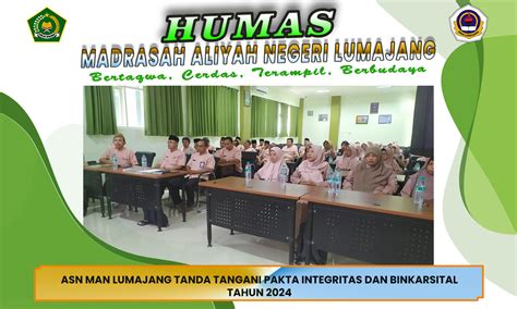 Asn Man Lumajang Tanda Tangani Pakta Integritas Dan Binkarsital Tahun