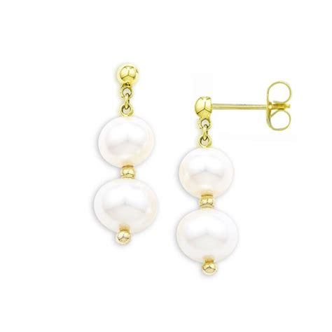 9ct Yellow Gold Graduated Pearl Drop Earrings London Road Jewellery