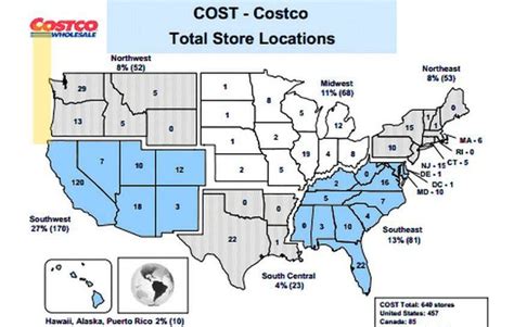 West Coast Dominance Costco Costco Locations America Map