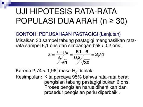 Ppt Pengujian Hipotesis Rata Rata And Proporsi Satu Populasi Powerpoint Presentation Id 3414846