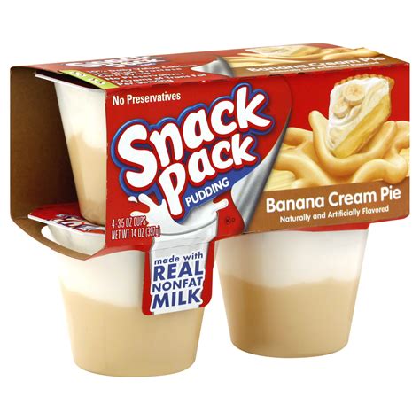 Hunt's Snack Pack Pudding, Banana Cream Pie, 4 - 3.5 oz cups [14 oz ...