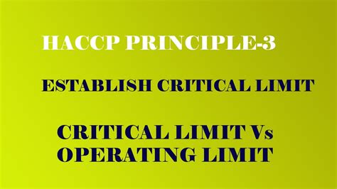 HACCP Principle 3 Establish Critical Limit YouTube