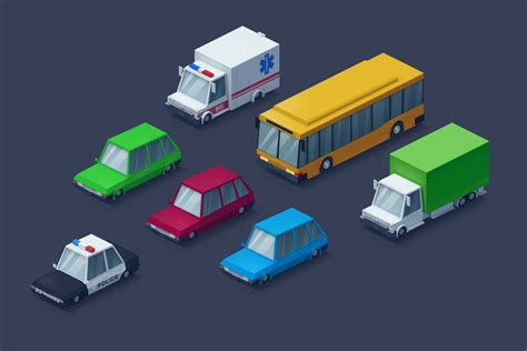 Low Poly 2d Cars ~ Graphic Objects ~ Creative Market